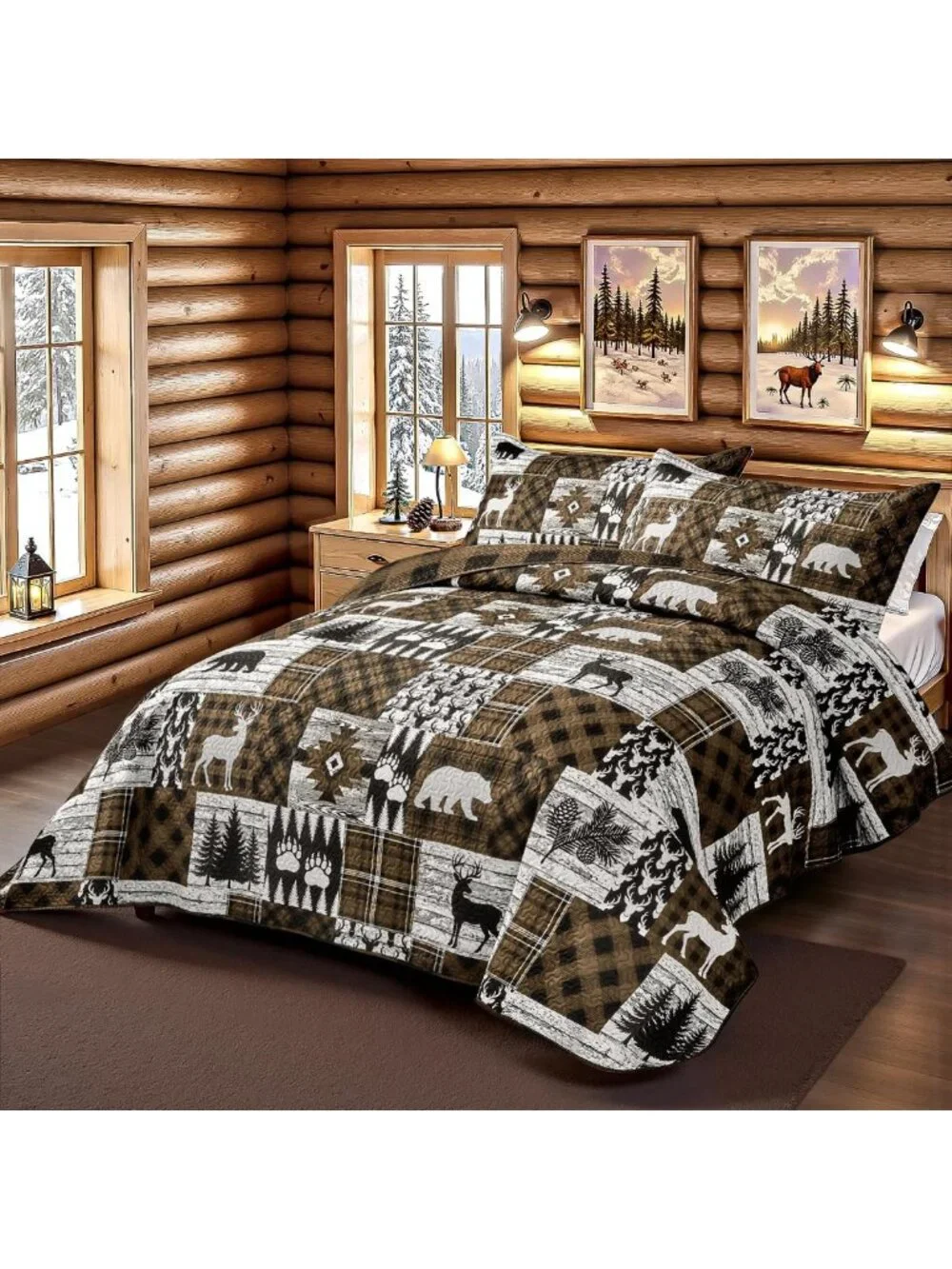 Cozy 3-Piece Farmhouse Quilt Set - Reversible Lightweight Bedspread & Shams